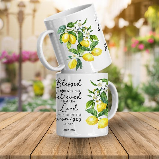 Bible Verse Floral Lemon Mug Kaffeetasse