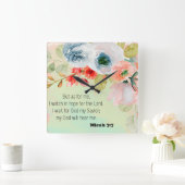 Bible Verse Floral Square Wall Clock Quadratische Wanduhr (Zuhause)