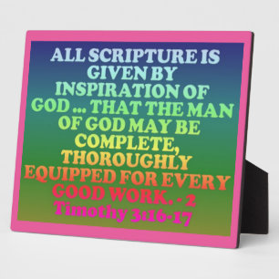 Bible verse from 2 Timothy 3:16-17. Fotoplatte