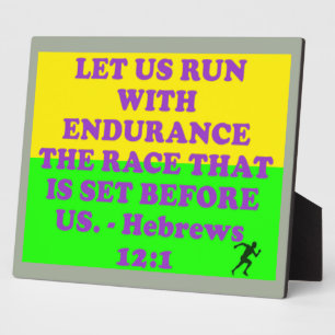 Bible verse from Hebrews 12:1. Fotoplatte