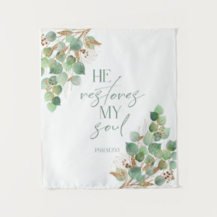 Bible Verse Greenery Er restauriert mein Soul Tape Wandteppich