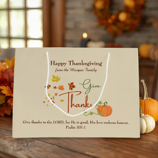 Bible Verse Happy Thanksgiving | Individuelle Name Große Geschenktüte
