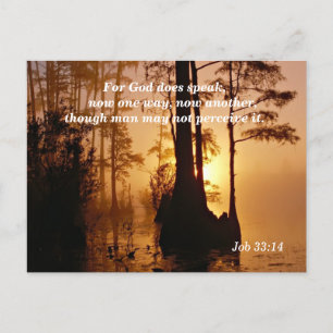 Bible Verse Job 33:14 Gott spricht Postkarte