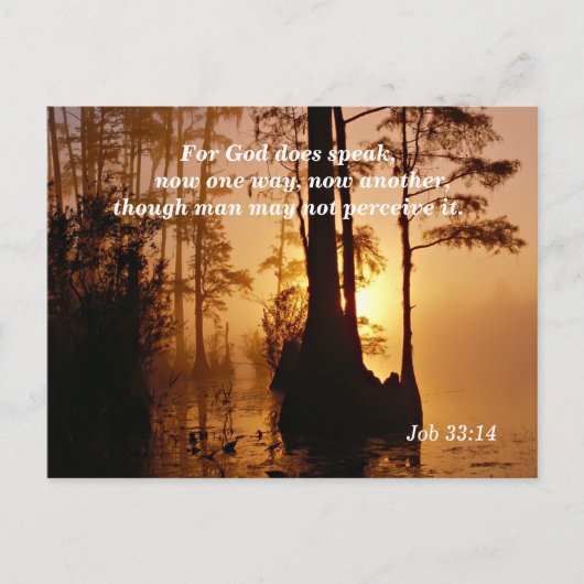 Bible Verse Job 33:14 Gott spricht Postkarte (Vorderseite)