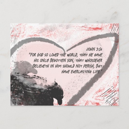 Bible Verse John 3:16 Grunge Herz Postkarte (Vorderseite)