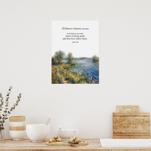 Bible Verse John 7:38 Wer an mich glaubt Poster (Küche)