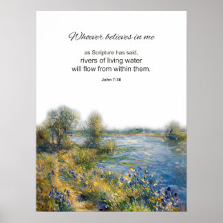 Bible Verse John 7:38 Wer an mich glaubt Poster