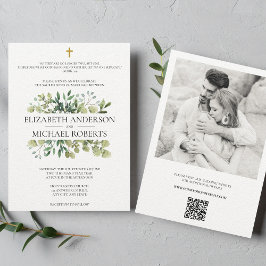 Bible Verse Katholische Hochzeit QR-Code Moderne Einladung