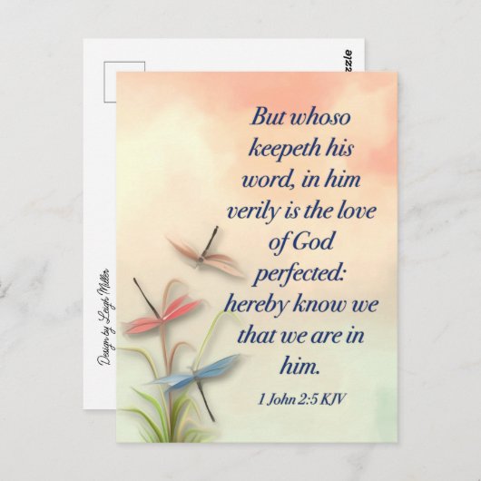 Bible Verse Matthew 1 John 2:5 KJV Postkarte (Vorne/Hinten)