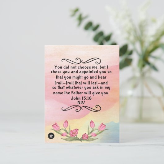 Bible Verse Memory Card für John 15:16 NIV Postcar Postkarte (Stehend Vorderseite)