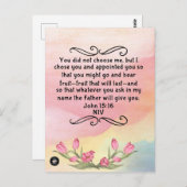 Bible Verse Memory Card für John 15:16 NIV Postcar Postkarte (Vorne/Hinten)