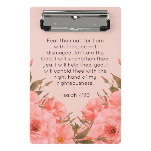 Bible Verse Mini Clipboard | Pink Floral Design Klemmbrett (Vorderseite)
