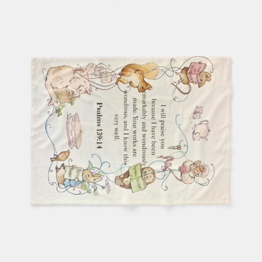 Bible verse nursery animals fleece blanket (Vorderseite (Horizontal))