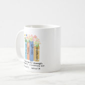 Bible verse of strength , Floral Book Lover faith Kaffeetasse (Vorderseite Links)