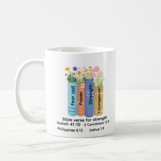 Bible verse of strength , Floral Book Lover faith Kaffeetasse (Links)