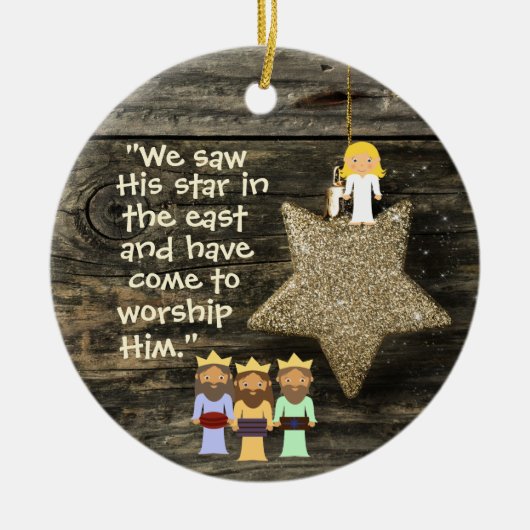 Bible Verse Personalisierte Weihnachtsfeier Keramik Ornament (Vorne)