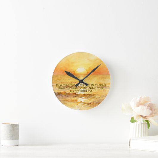 Bible Verse Personalized Sunrise Ocean Wall Clock Runde Wanduhr (Zuhause)