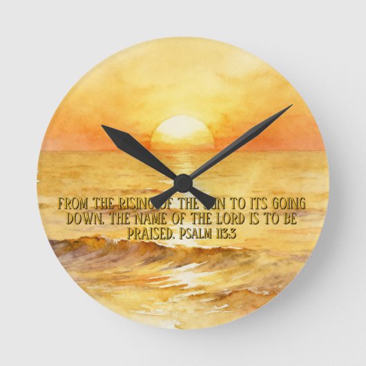 Bible Verse Personalized Sunrise Ocean Wall Clock Runde Wanduhr (Vorderseite)