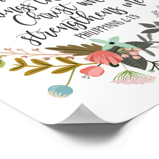 Bible Verse Philippians 4:13 Bibelliteratur Zitat Poster (Ecke)