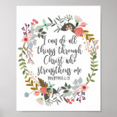 Bible Verse Philippians 4:13 Bibelliteratur Zitat Poster (Vorne)