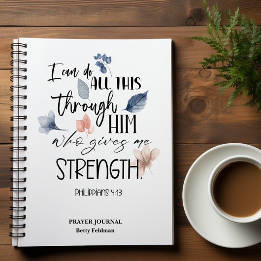 Bible Verse Philippians Blumengebet Journal Notizblock