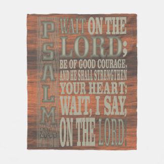 Bible Verse Psalm 27;14 Wood Topped Wall Tapestry Fleecedecke