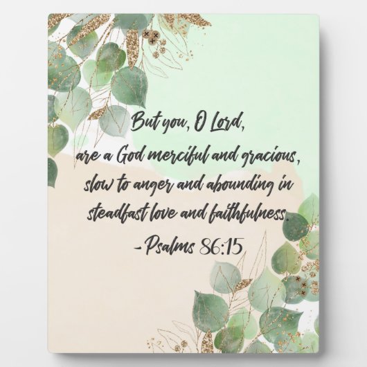 Bible Verse Psalm Green Gold Blätter Scripting Fotoplatte (Vorderseite)