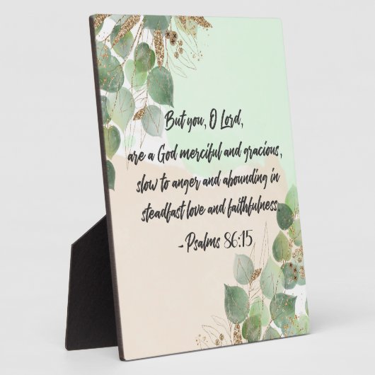 Bible Verse Psalm Green Gold Blätter Scripting Fotoplatte (Seite)
