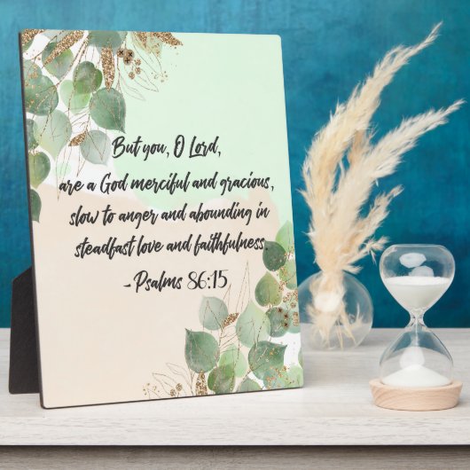 Bible Verse Psalm Green Gold Blätter Scripting Fotoplatte (Seite)