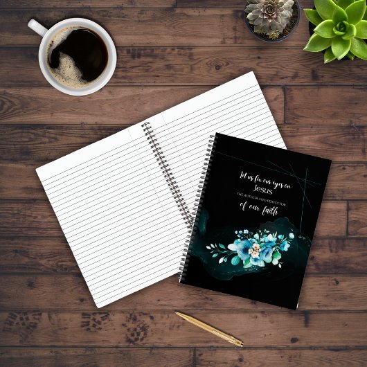 Bible Verse Scripting mit Blue Watercolor-Blume Notizblock