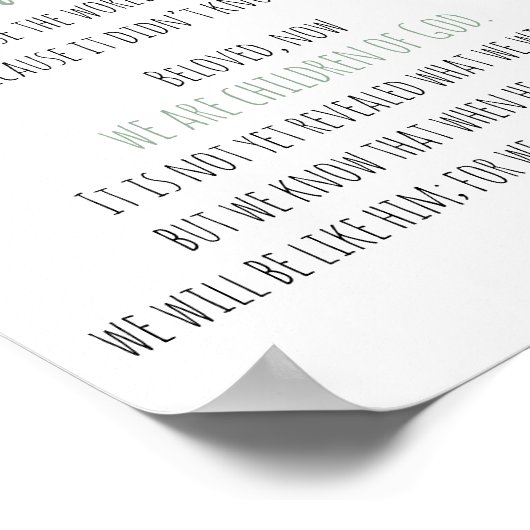 Bible Verse Scripting Wall Art Eukalyptus 1 John Poster (Ecke)