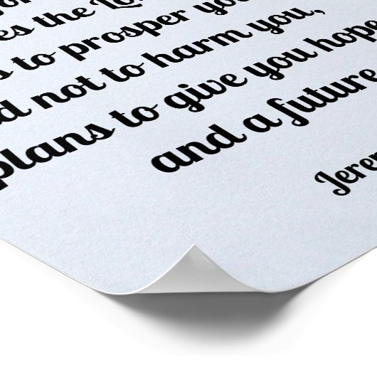 Bible Verse Scripture Jeremiah 29:11 Wall Poster (Ecke)