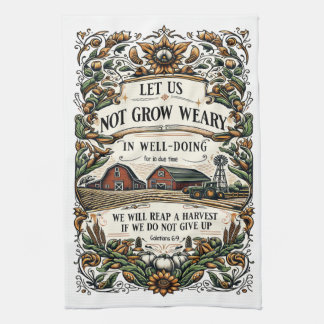 Bible Verse Tea Towel - Let us not grow weary Geschirrtuch