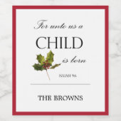 Bible Verse Weihnachts-Klassiker Weinetikett (Einzelnes Label)