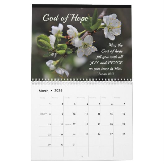 Bible Verses & Flowers Encouraging Christian Kalender (Mär 2026)