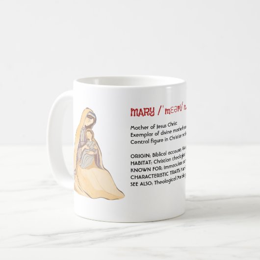Biblical Mary Lexicon Design - Eine Muttertribut Kaffeetasse (Vorderseite Links)