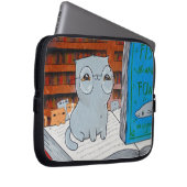 Bibliophile-Katzen-Laptop-Hülse Laptopschutzhülle (Vorne Rechts)