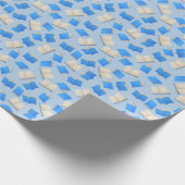 Bibliophile's Cascade of Blue Books Geschenkpapier (Ecke)