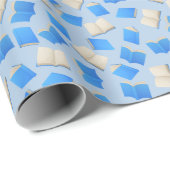 Bibliophile's Cascade of Blue Books Geschenkpapier (Rolleneckpunkt)