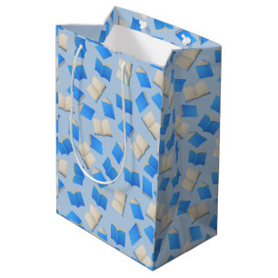 Bibliophile's Cascade of Blue Books Mittlere Geschenktüte