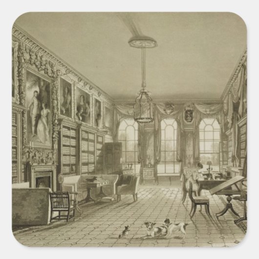 Bibliothek als Wohnzimmer, Cassiobury Park, Quadratischer Aufkleber (Vorderseite)
