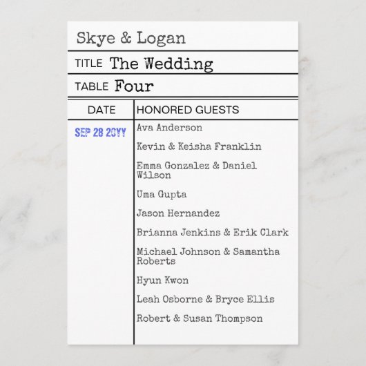 Bibliothek Book Checkout Card Hochzeitskarte Programm (Rückseite)