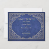 Bibliothek Buch Blaue Geek Literarische Hochzeit Save The Date (Vorderseite)