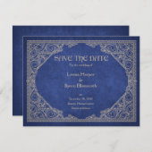 Bibliothek Buch Blaue Geek Literarische Hochzeit Save The Date (Vorne/Hinten)