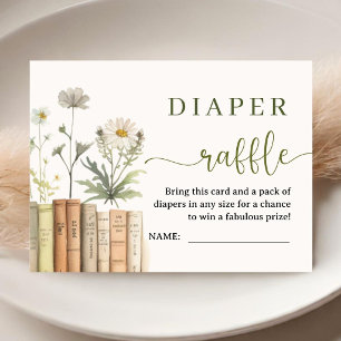 Bibliothek Bücher Baby Shower Wildblumen-Windel-Ra Begleitkarte