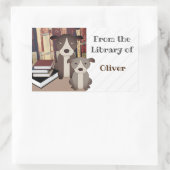 BIBLIOTHEK. BÜCHER. NIEDLICHE Hunde. BUCHZEICHEN N Rechteckiger Aufkleber (Tasche)