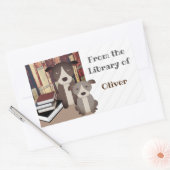 BIBLIOTHEK. BÜCHER. NIEDLICHE Hunde. BUCHZEICHEN N Rechteckiger Aufkleber (Umschlag)