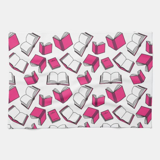 Bibliothek Bücher Spaß Bibliothekar Bookworm Pink Geschirrtuch (Horizontal)