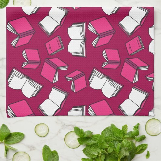 Bibliothek Bücher Spaß Bibliothekar Bookworm Rosa Geschirrtuch (Gefaltet)