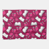 Bibliothek Bücher Spaß Bibliothekar Bookworm Rosa Geschirrtuch (Horizontal)